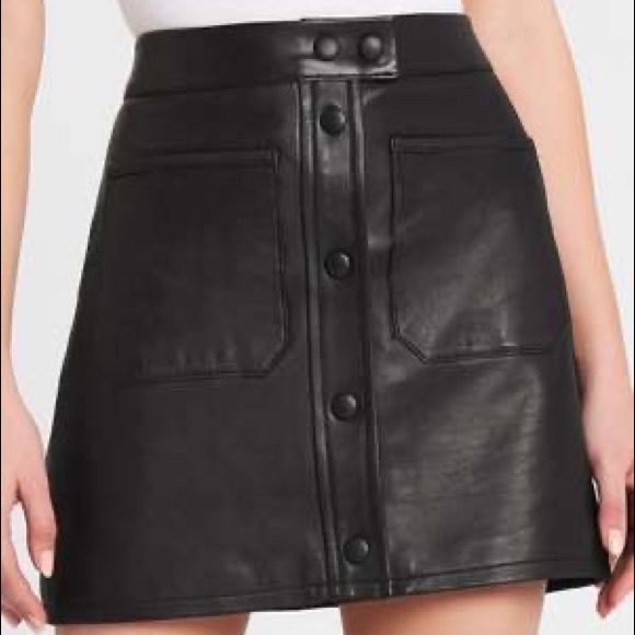 Divided Skirt Faux Vegan Textured Leather Full Front Snap-On - Picture 13 of 13